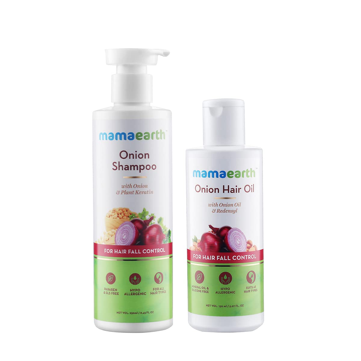 Mamaearth Anti Hair Fall Express Spa Range Hair Care Set with Onion Hair Oil + Onion Shampoo for Hair Fall Control 250ml