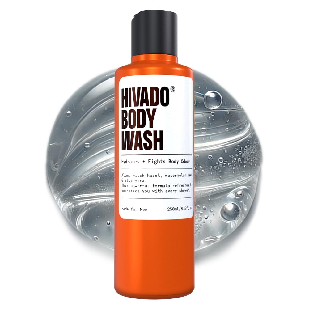Hivado Body Wash for Men| Hydrating Bodywash for Men | De-tan & Deep Cleanse for men | Sulfate free | With Alum & Aloe Extracts | Non-drying | Refreshing Fragrance, 250ml