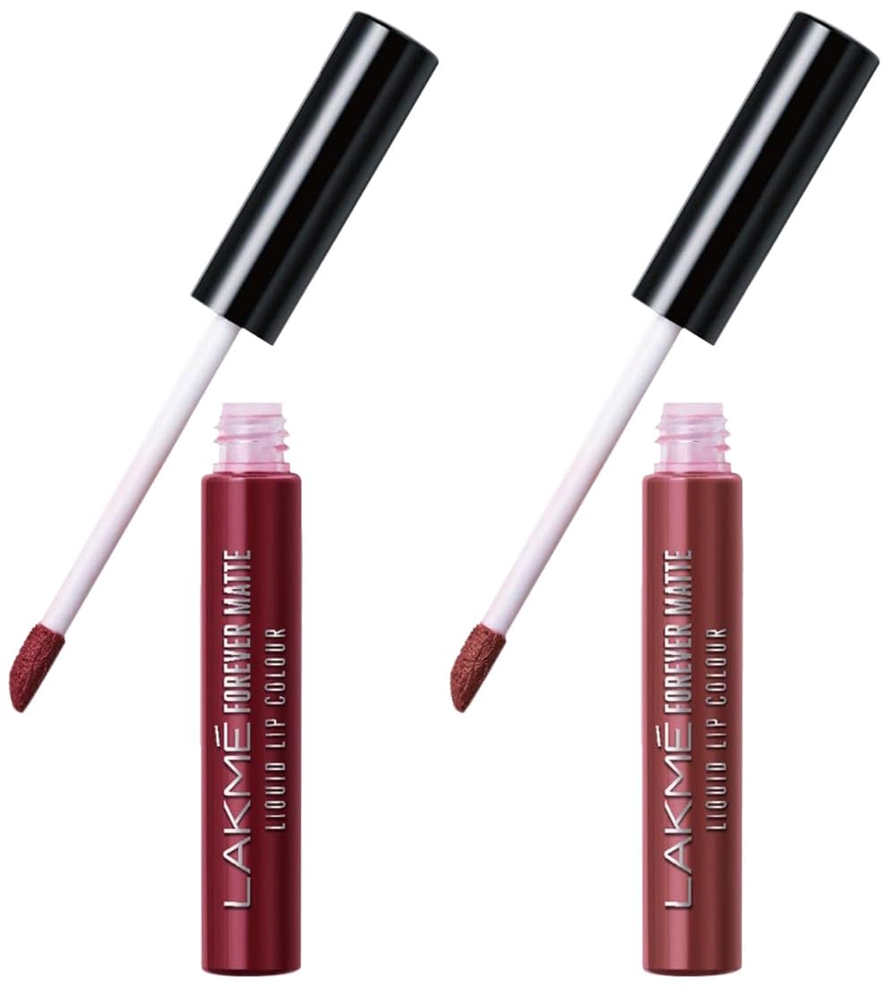 Lakmé Forever Matte Liquid Lip Colour, Nude Dream, 5.6 Ml & Lakmé Forever Matte Liquid Lip Colour, Red Sangria, 5.6 Ml