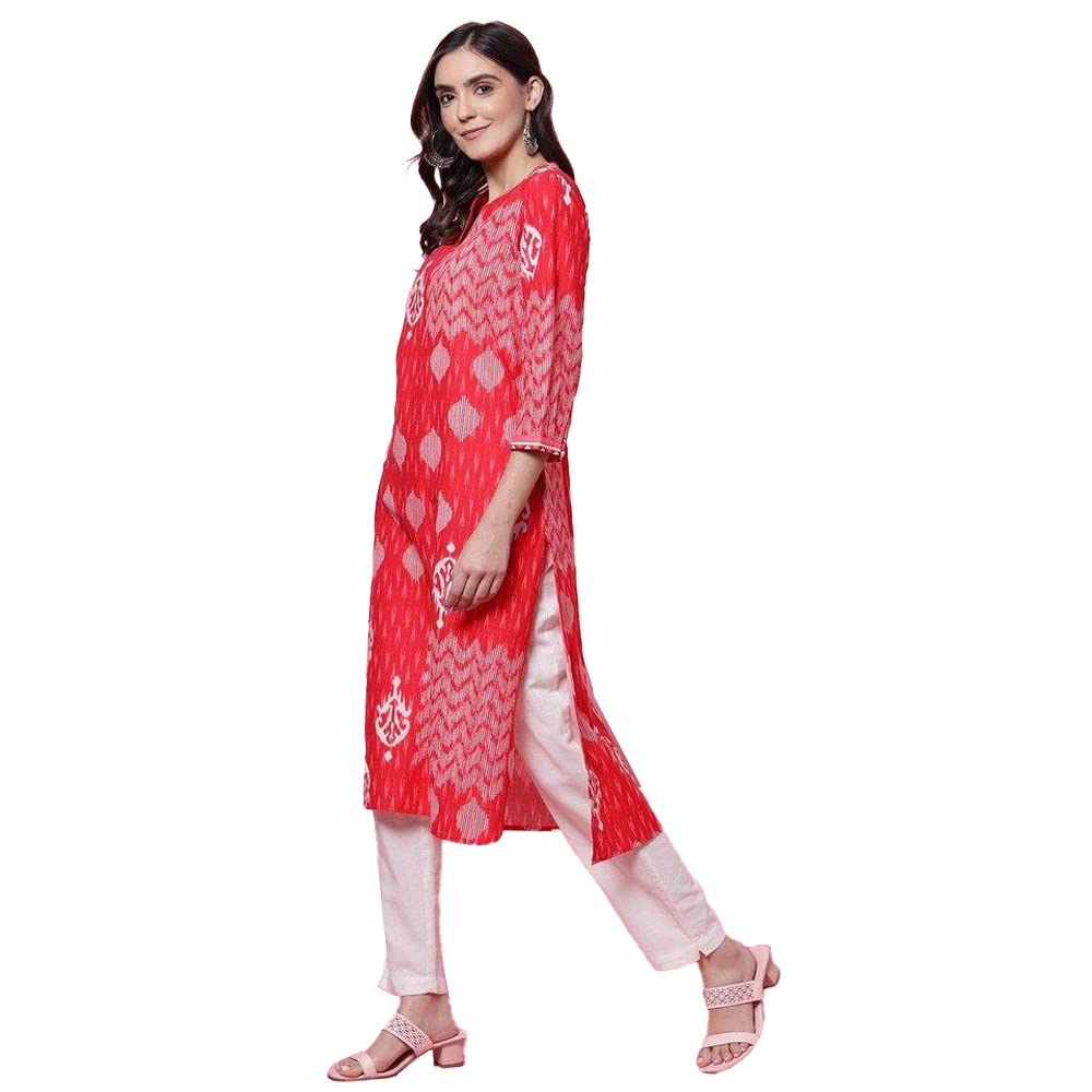 BIBA Printed Band Collar Straight Fit Womens Kurta
