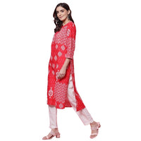 BIBA Printed Band Collar Straight Fit Womens Kurta