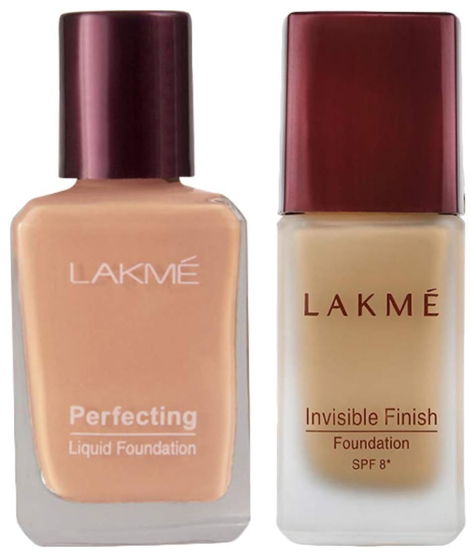 Lakmé Perfecting Liquid Foundation, Marble, Long Lasting, Waterproof, Full Coverage, Lightweight, Oil Free, Dewy Skin, 27 ml & Invisible Finish SPF 8, Shade 02, 25ml