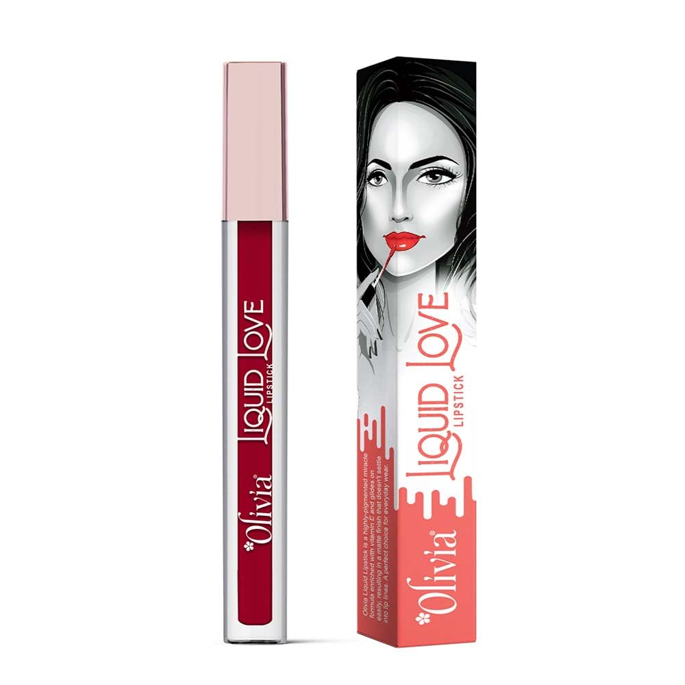Oliva Liquid Lipstick, 12HR Long-lasting Matte Lipstick, Non Transfer, High Coverage, Water & Smudge Proof, Light Weight & Cruelty-Free - 2ml (Chilli Pepper 3)