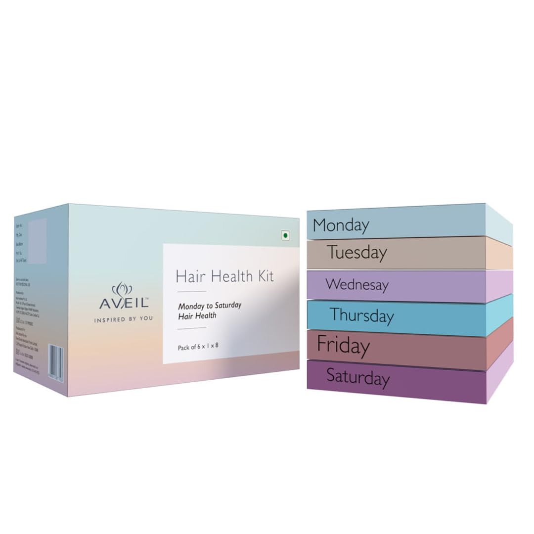 AVEIL Hair Health Kit | Boosts Hair Health | Hair Care Kit with Biotin, Multivitamins, & Protein | 48 Capsules | Hair Rejuvenation Tablet | Boosts Hair Cell Regeneration |Day Wise Capsules For 8 Weeks