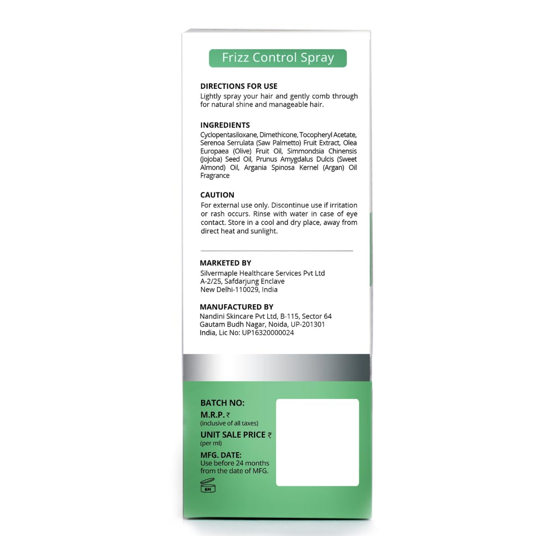 DHI Frizz Control Spray | Moisturizes & Hydrates Hair | Anti-Frizz Hair Spray for Dry & Frizzy Hair | Sulphate-Free, Paraben-Free | For Men & Women | 100 ml