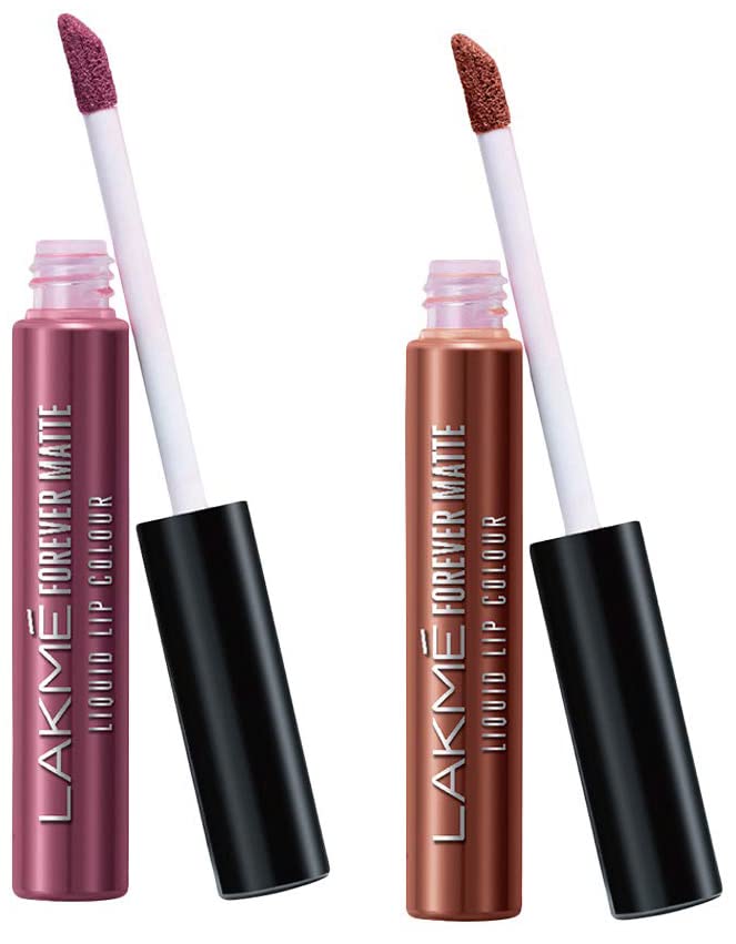 Lakmé Forever Matte Liquid Lip Colour, Mauve Ecstasy, 5.6 Ml & Forever Matte Liquid Lip Colour, Nude Twist, 5.6 Ml