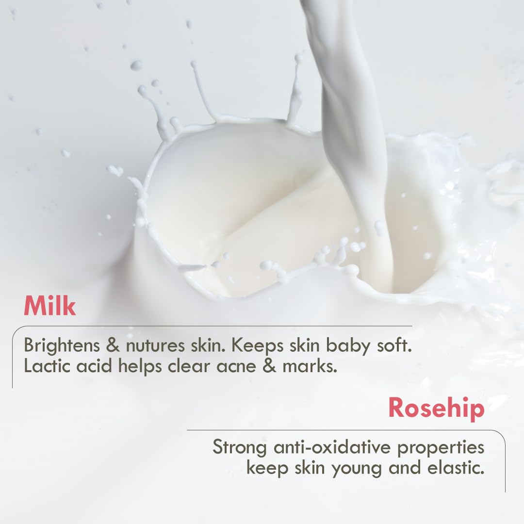 Nat Habit Brightening Milk-Rosehip & Detox Charcoal Butter Bath Soap With Cold Processed For Detoxification, Tan Removal & Skin Whitening (125g x 2, Combo)