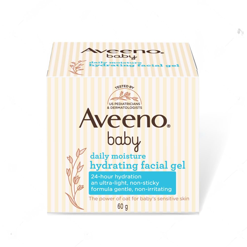 Aveeno Baby Daily Moisture Hydrating Facial Gel (Cream) 60g I Ultra-light | 24 hours moisturisation Face cream | Triple oat extract & avocado oil I Paediatrician recommended