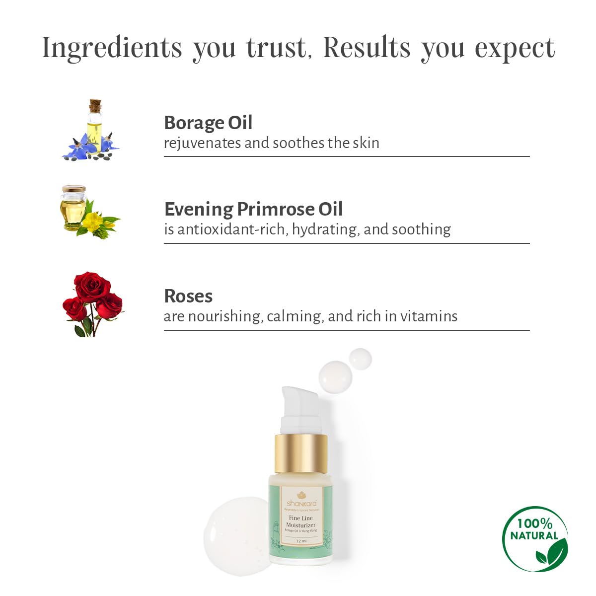 Shankara Fine Line Moisturizer With Borage Oil and Ylang Ylang - Natural Advanced Antioxidant Cream for Combination and Sensitive Skin with Ayurvedic Extracts, Anti-Aging & Deep Moisturizing - 12ml