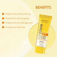 Jovees Herbal Sandalwood Natural Sun Cover SPF 30 | Protect From Sun Damage, UVA/UVB Rays & Blue Light | Lightweight and Oil Free Sunscreen For All Skin Type 100g