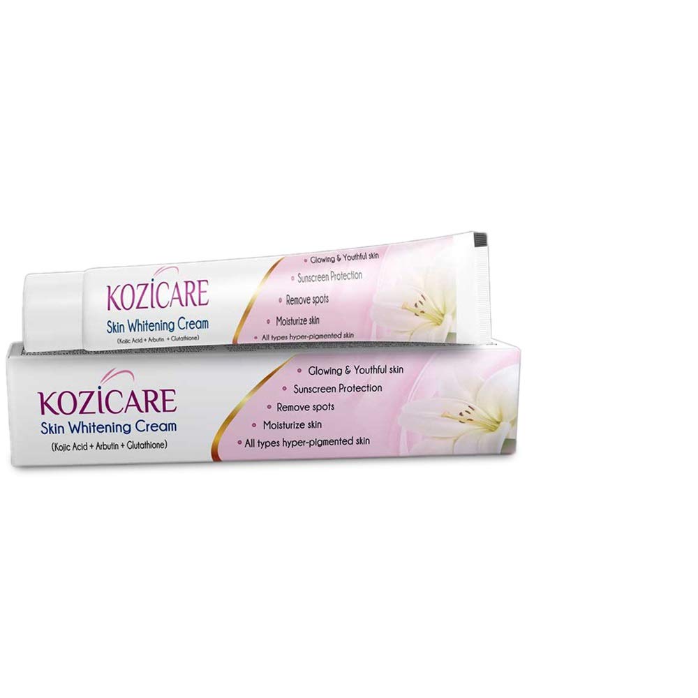 Kozicare Kojic Acid, Vitamin E, Arbutin Skin Whitening Soap, 75g (Pack Of 3) & Kojic Acid, Arbutin, Glutathione Skin Whitening & Lightening Cream, 15g (Pack Of 4)