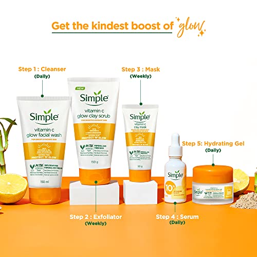 Simple Protect N Glow Vitamin C Brighten Clay Mask 50g | Draws Out Impurities & Helps Brighten the Skin | For Dull & Tired Skin