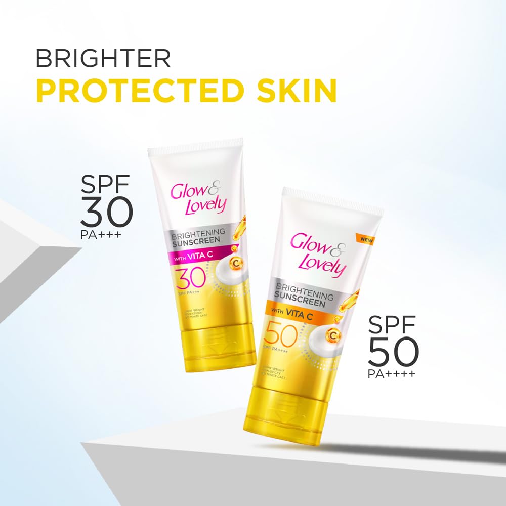 Glow and lovely Brightening Sunscreen SPF 50 | Vita C | PA ++++ |Light weight | Non sticky | No White Cast | 50g