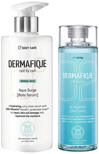 Dermafique All Important Skin Toner, Aqua Marine, 150ml And Dermafique Aquasurge Body Serum for Normal Skin, Dermatologist Tested (300ml)