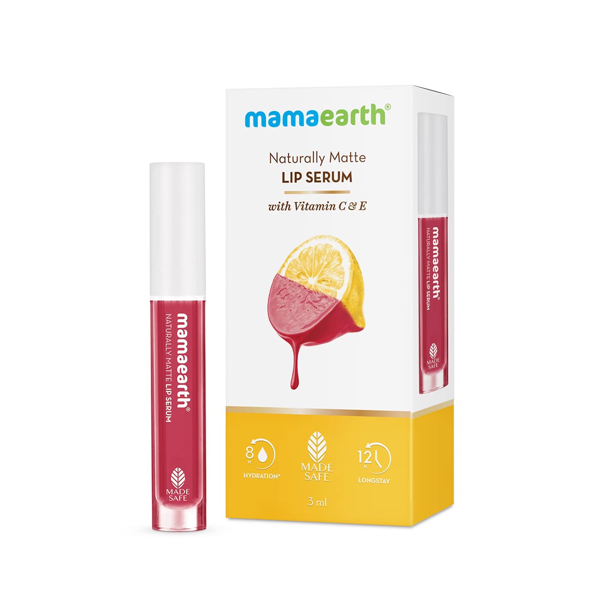 Mamaearth Naturally Matte Lip Serum - Matte Liquid Lipstick with Vitamin C & E For Upto 12 Hour Long Stay - 06 Candylicious Nude (Nude) - 3 ml