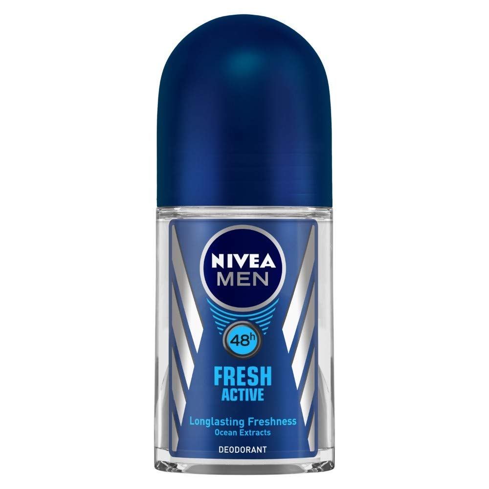 Nivea Men Face Wash, Deep Impact Intense Clean, 100g & Men Deodorant Roll-On, Fresh Active Original, 50ml