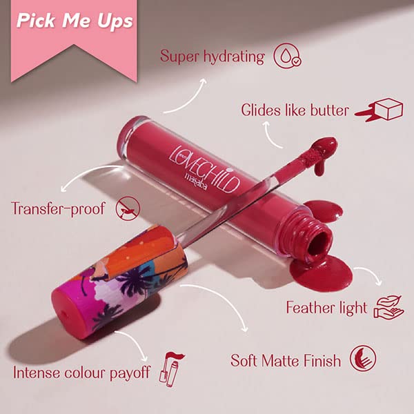 LoveChild Masaba Mamma mia! Lush-Matte Lip Crème - Kokum Panna (Red) Lush Matte Finish, Intense Hydration, Long Lasting, 3ml