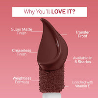 FLiCKA Weightless Impression Liquid Lipstick| Enriched With Vitamin E, Matte Finish, Moisturizing, Creaseless Formula, 14 Tuesday, 1.6ml