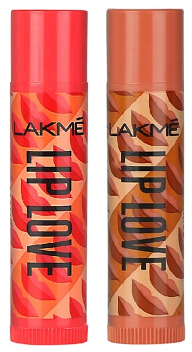 Lakmé Lip Love Chapstick Lip Balm, Caramel, 4.5g & Lip Love Chapstick Lip Balm, Apricot, 4.5g