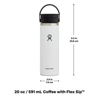 Hydro Flask Stainless Steel Wide Mouth Bottle with Flex Sip Lid and Double-Wall Vacuum Insulation for Coffee, Tea and Drinks 20 Oz Lupine