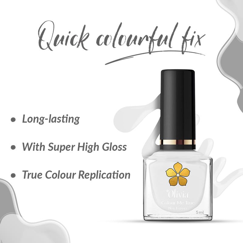 Olivia Nail Paint for Glossy Finish - 5ml (1 White Sugar)