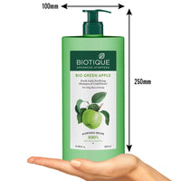 Biotique Bio Kelp Protein Shampoo for Falling Hair Intensive Hair Regrowth Treatment, 340ml And Biotique Bio Green Apple Fresh Daily Purifying Shampoo and Conditioner for Oily Scalp and Hair, 650m