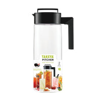 Takeya Patented and Airtight Pitcher Made in the USA, BPA Free Food Grade Tritan Plastic, 2 qt, Black Bottle