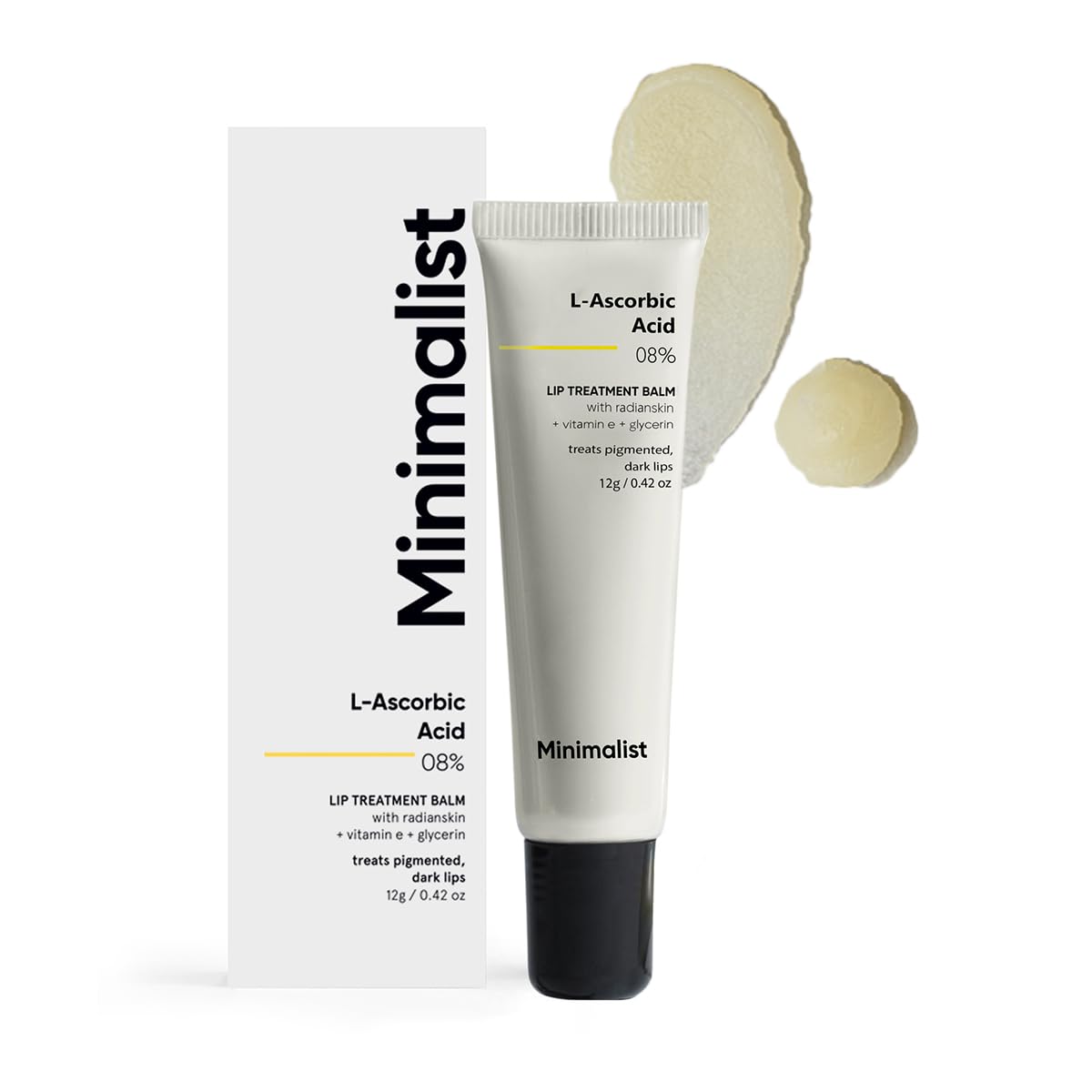 Minimalist 8% L-Ascorbic Acid Lip Treatment Balm with Vitamin E, Radianskin & Glycerine for Pigmented & Dark Lips | For Women & Men | 12 gm