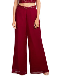 Indya Womens Solid Embellished Waist Palazzo Pants