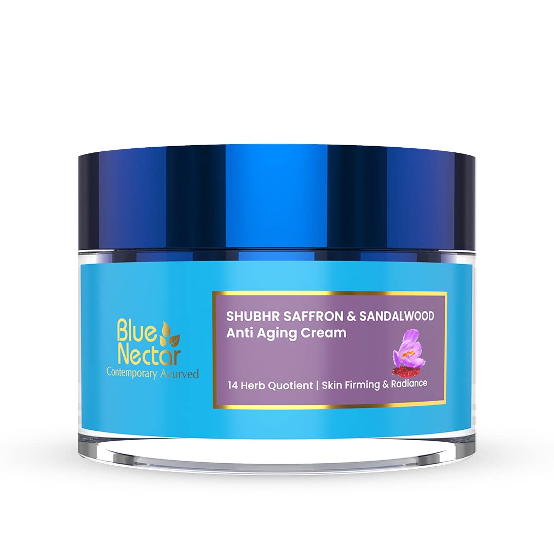 Blue Nectar Ayurvedic Anti Aging Cream For Women For Collagen Boost And Deep Moisturizer For Face Naturally Skin Firming Face Cream (14 Herbs 50g)