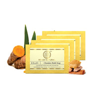KHADI NATURAL Herbal Chandan Haldi Soap, 125 g| Herbal Bathing Soap for Healthy Skin | Natural Soap with Essential Oils | Soap with Antiseptic properties| Suitable for All Skin Types | Pack of 4