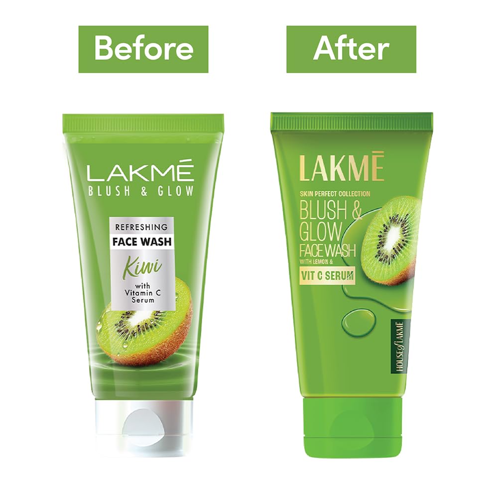 Lakmé Blush & Glow Kiwi Freshness Gel Face Wash with Vitamin C Serum, Refreshing and Gentle Facewash with Kiwi Fruit Extracts|| 50 g