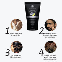 The Man Company De Tan Activated Charcoal Peel-Off Mask with Moringa, Gooseberry & Turmeric Powder Extract for Dead Skin, Blackhead & Tan Removal - 100gm*2