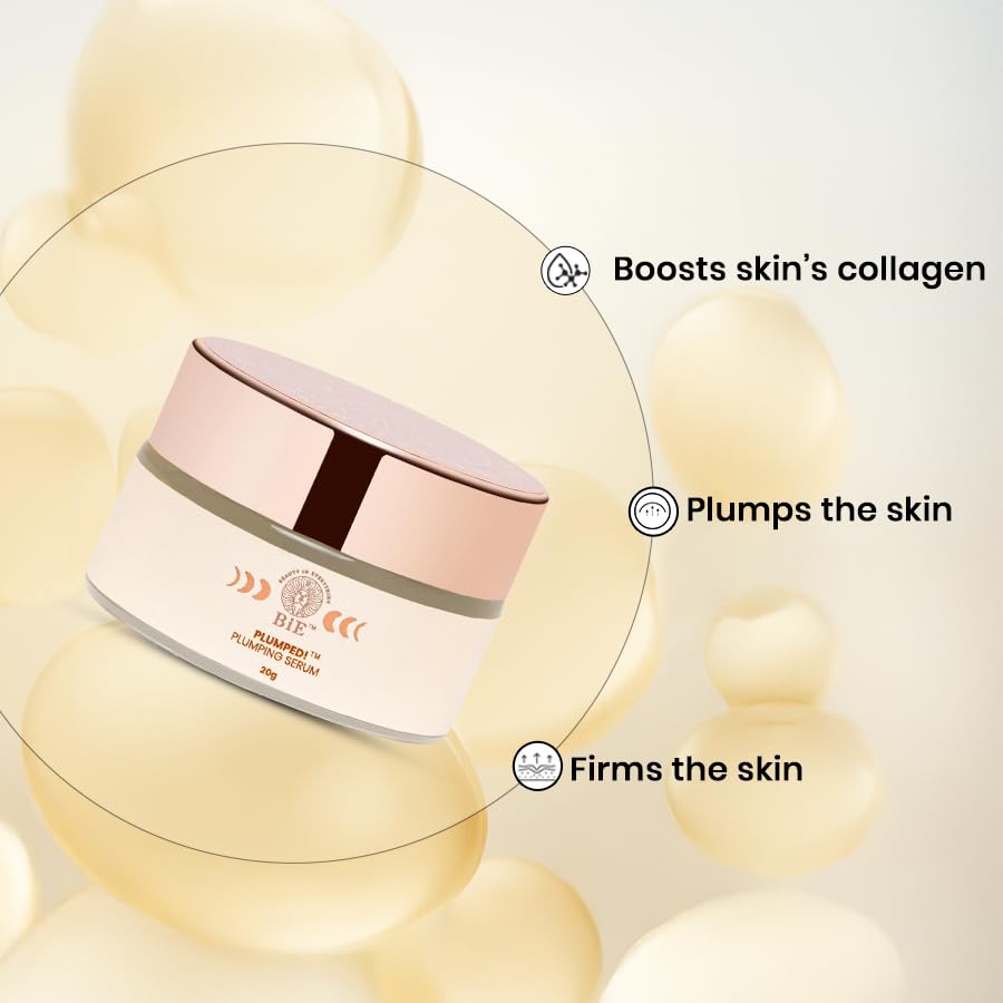 BiE Plumped! | Plumping Serum with Collagen | Stem Cells | Geranium Oil for Hydrated | Smooth Skin | 20gm