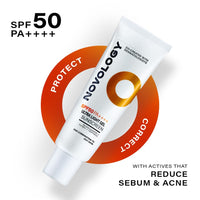 Novology SPF 50 PA++++ Ultralight Gel Sunscreen with Niacinamide| Fights Acne and Sebum| Non-Greasy, Quick Absorbing, Invisible Finish | Designed for Oily Skin| 50 g