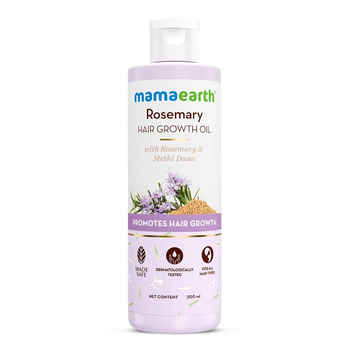 Mamaearth Rosemary Hair Growth Oil with Rosemary & Methi Dana for Promoting Hair Growth | Controls Hair Fall | Strengthens Hair | Stimulates New Hair Growth | Healthy Nourished Hair | 200 ml