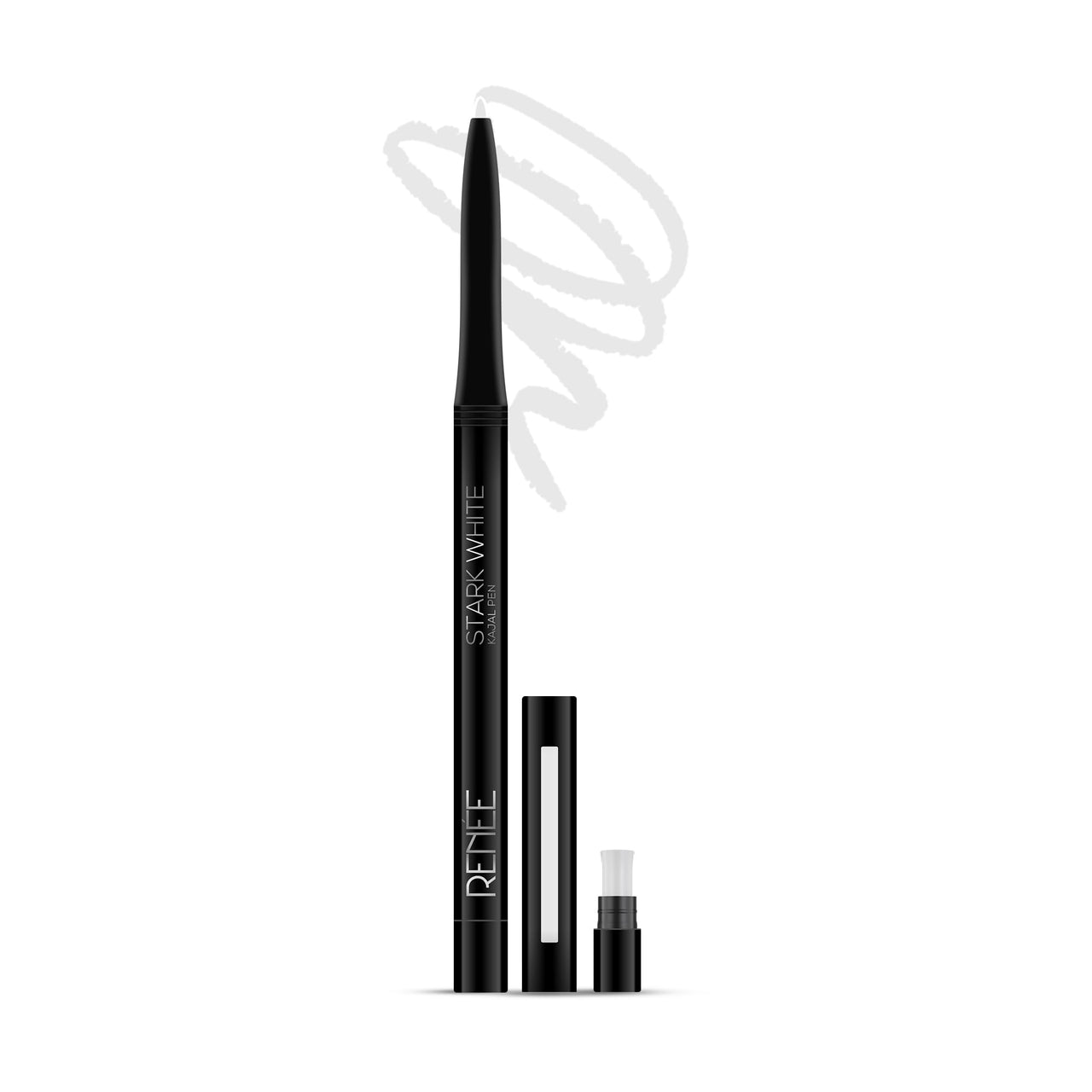 RENEE Kajal Pen with Sharpener - Stark White 0.35gm 24 Hrs Stay Long Lasting Kohl Pencil, Matte Finish, Rich Color Payoff, Smudge & Water Proof with One Swipe Application Formula
