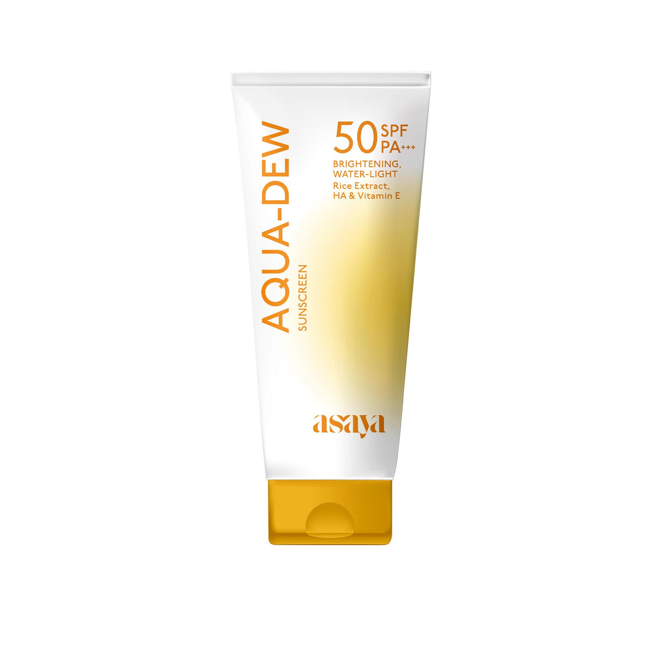 Asaya Aqua Dew Sunscreen SPF 50 PA+++ | UVA/B Light Protection | Blue Light Protect | Dewy | With Rice Extract | No White Cast | Prevents Tanning | Ultra Light Water Sunscreen | Water & Sweat Resistant | Fragrance-Free | For Even Toned & Glowing Skin | Fo
