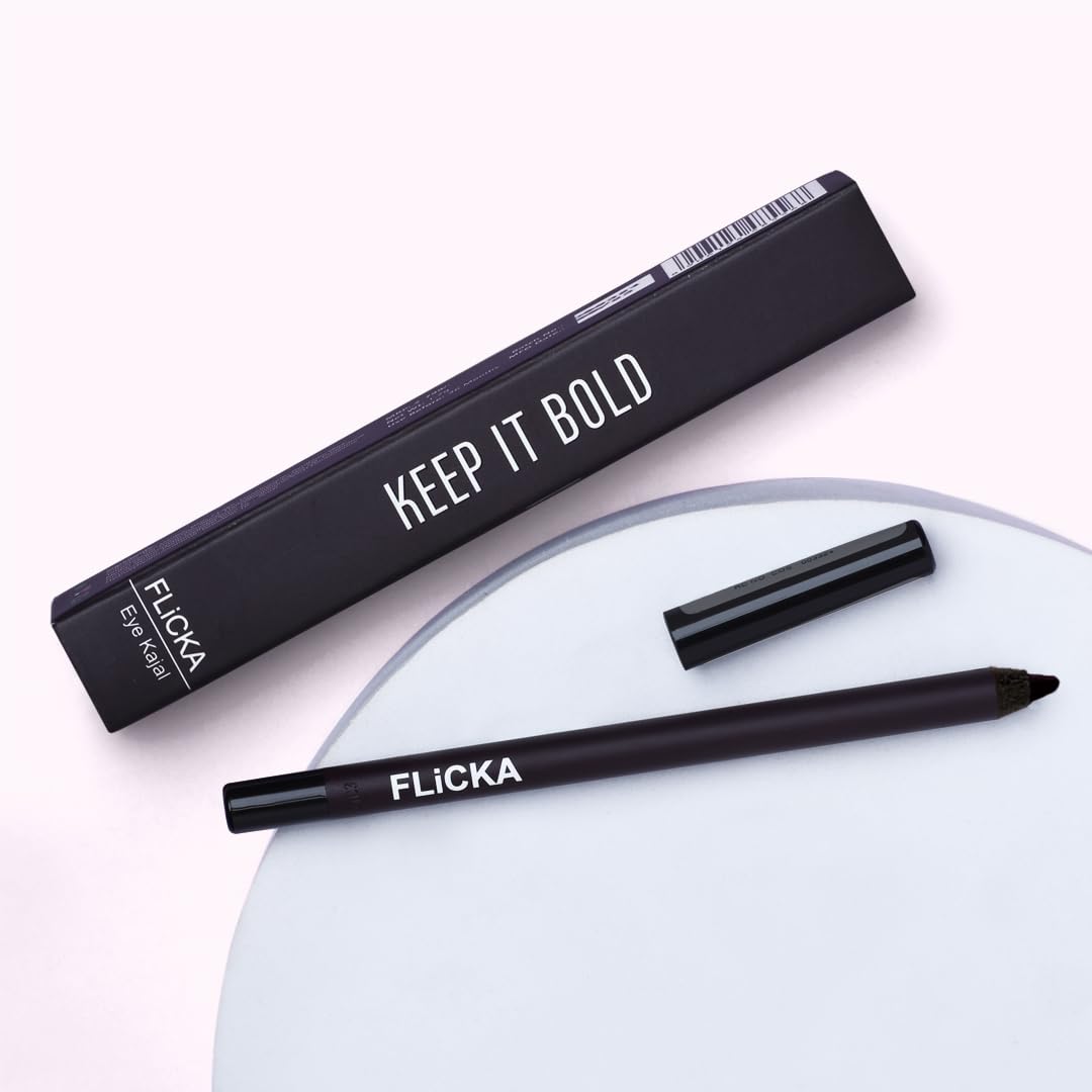 FLiCKA Keep It Bold Kajal | Waterproof, Smudgeproof, Intense Kajal, Long-lasting Formula upto 18hrs, 03 Mulberry, 1.2 g