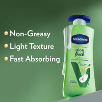 Vaseline Aloe Fresh Body Lotion,24 HR Long Lasting Moisturisation with Aloe Vera extract and Menthol, 600ml