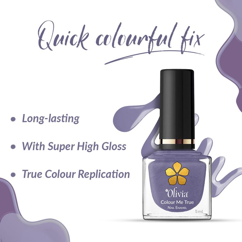 Olivia Nail Paint for Glossy Finish - 5ml (16 Frosted Lilac)
