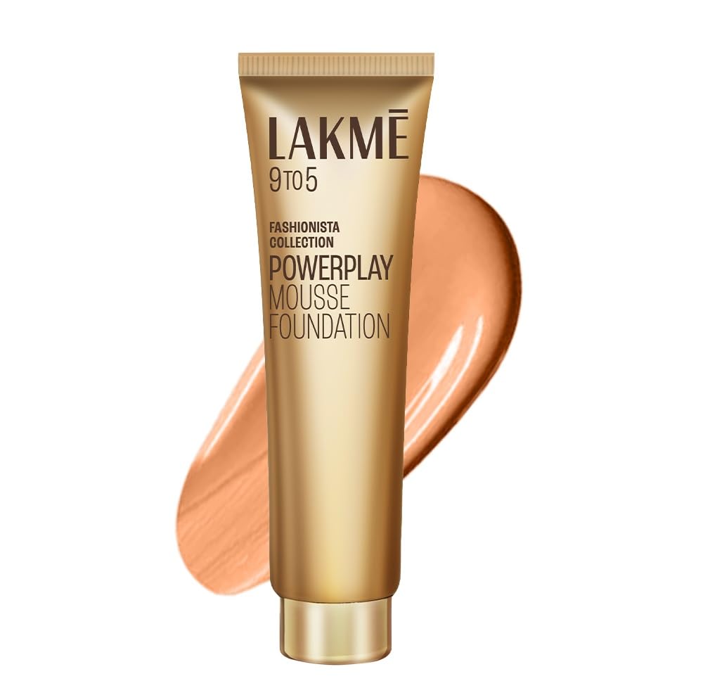Lakmé 9To5 Powerplay Mousse Matte Liquid Light Coverage Foundation For All Skin Mini,01 Rose Ivory,6g , 1 Count