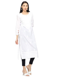 Ada Needlecraft Lucknowi Chikankari Pure Cotton Kurti Kurta for Women