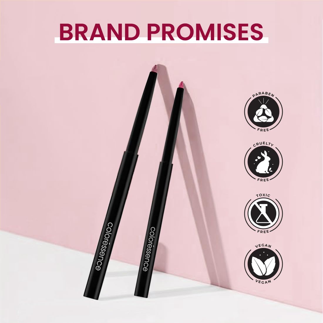 Coloressence Long Stay Waterproof Creamy Lip Liner Pencil with In-built Sharpener | Bold Combo