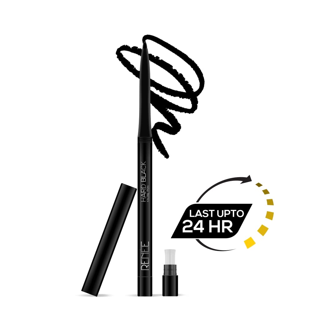 Renee Glossy Finish Touch Nail Paint Set of 4 (5 ML)& Hard Black Kajal Pen with Sharpener Combo