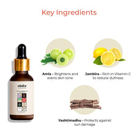 Vedix Vitamin C Face Serum, Customised Ayurvedic Aloka VC Brightening Face Serum, With Amla + Yashtimadhu + Jambira For Tanned Skin - 20 ml