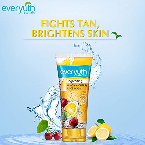 Everyuth Naturals Brightening Lemon&Cherry Face Wash|Deep Cleansing,Oil Control&Tan Reduction|Simple Face Wash|Removes Dirt&Oil|100% Soapfree|For All Skin Types|Paraben Free - 150 G (Pack Of 2)