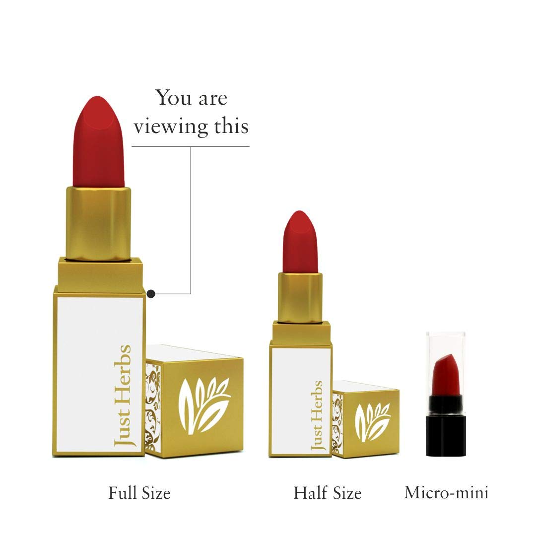 Just Herbs Natural & Organic Herb Enriched Ayurvedic Creamy Matte Lipstick For Dry & Chapped Lips- Paraben & Chemical Free Lipstick (Peachy Pink, Shade no. 2)