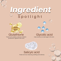 Glamveda Glutathione Skin Perfecting Face Serum with 2% ww Glycolic acid, 1% ww Salicylic acid for Glowing Skin | Brightening and Lightening Serum | 30ml