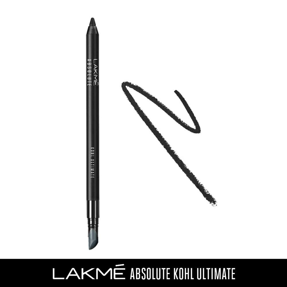 Lakmé Absolute Ultimate Opaque Kohl Kajal Pencil, Black, Water Resistant, Lasts Upto 16 Hrs, 1.2 G